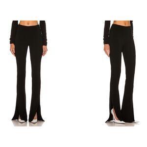 Monot Vibrant RED Flared Pants High-Rise Side Slit Wide Leg Casual Back Zip Sz 8